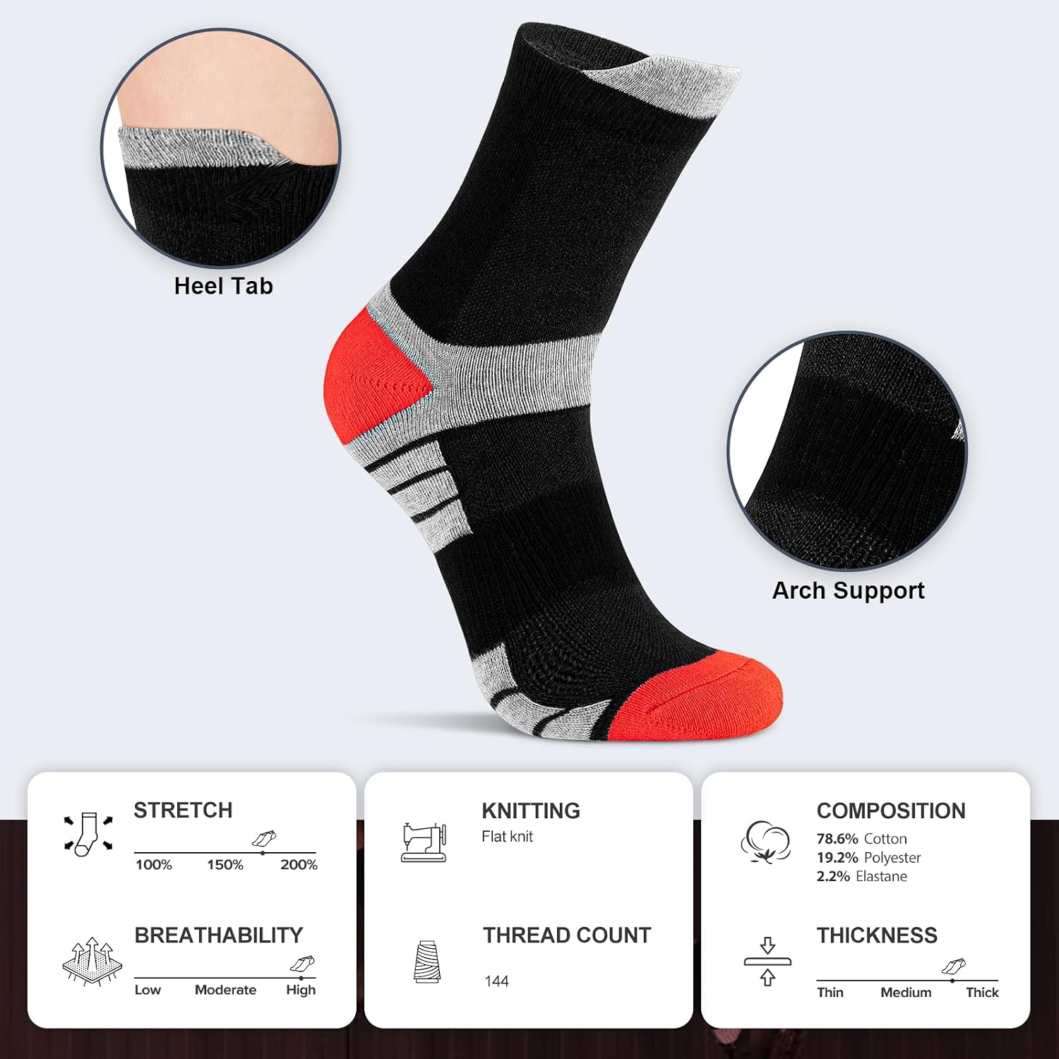 Thumbnail 4 de Niofind 6 Pairs Cushioned Unisex Sports Socks