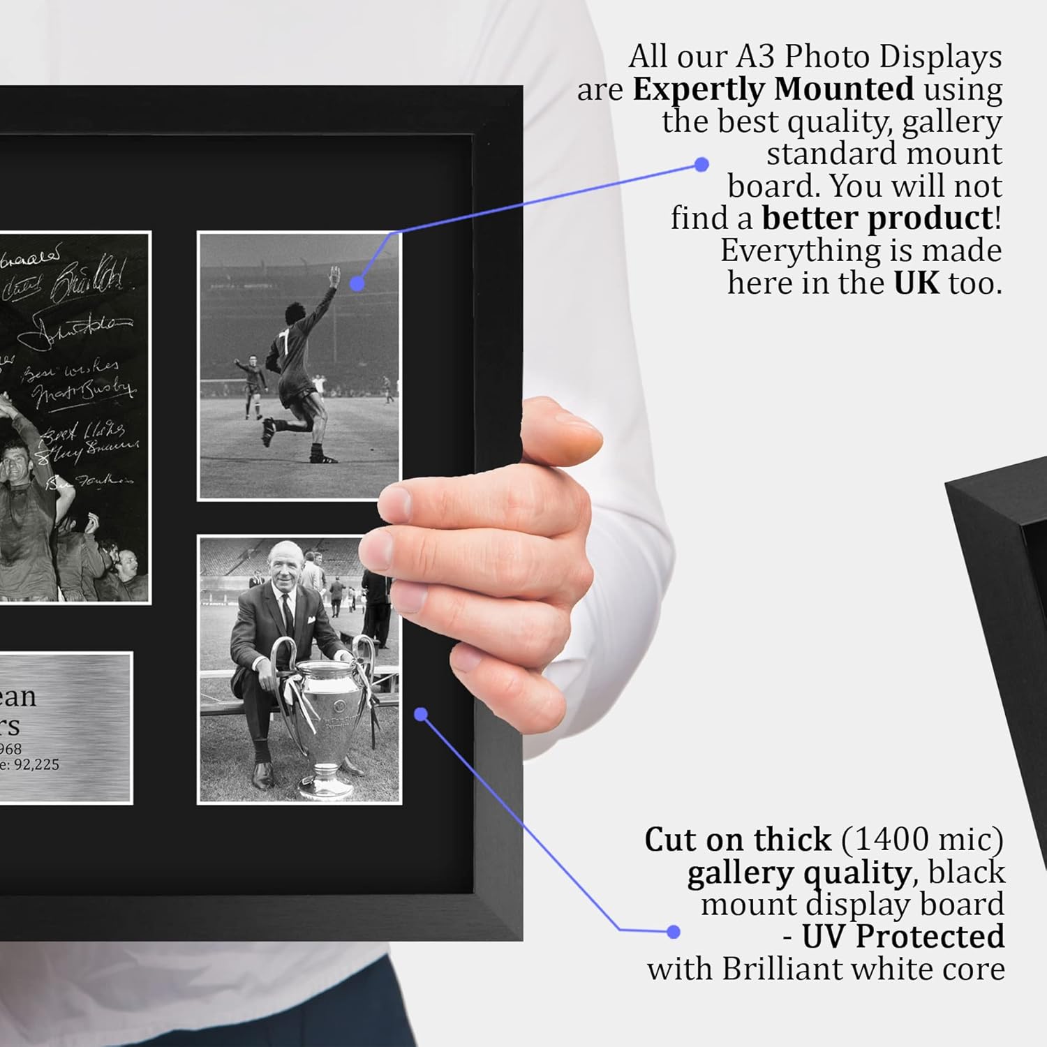 Thumbnail 3 de HWC Trading FR A3 1968 UEFA Cup Winners signed memorabilia display (framed A3)
