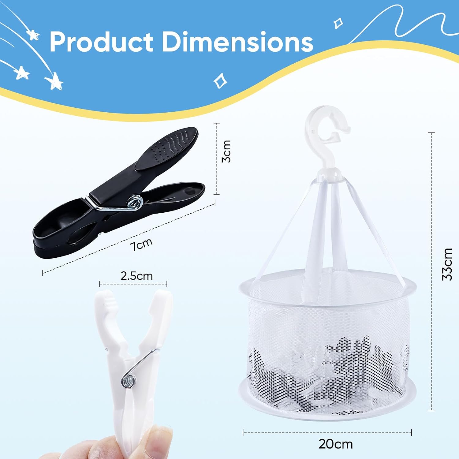 Thumbnail 3 de 60 PCS Clothes Pegs for Washing Line with Bag – Black & White Plastic Laundry Clips with Windproof Design