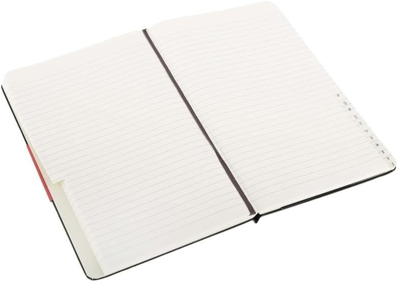 Detalle de Moleskine Rubrica Grande Copertina Rigida Nero: rubrica a righe con etichetta 'in case of loss' (13x21 cm)