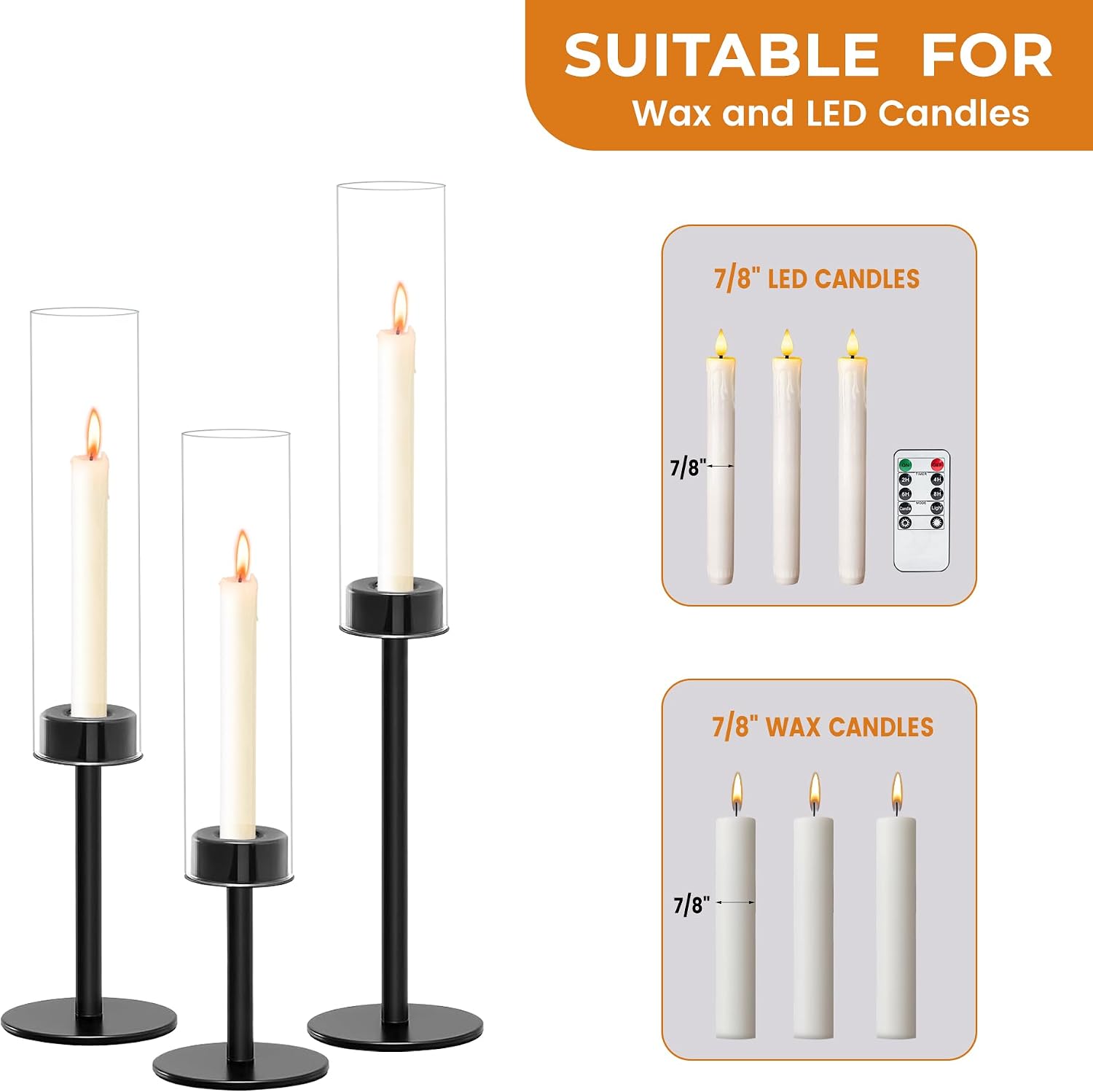 Thumbnail 5 de 6 Black Candle Holders Set Modern Candlestick Holders for Dining 🕯