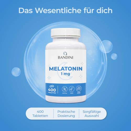 Detalle de Bandini Melatonin hochdosiert 1 mg – 400 Mikrotabletten (Plus 1 Jahr Vorrat) von Bandini