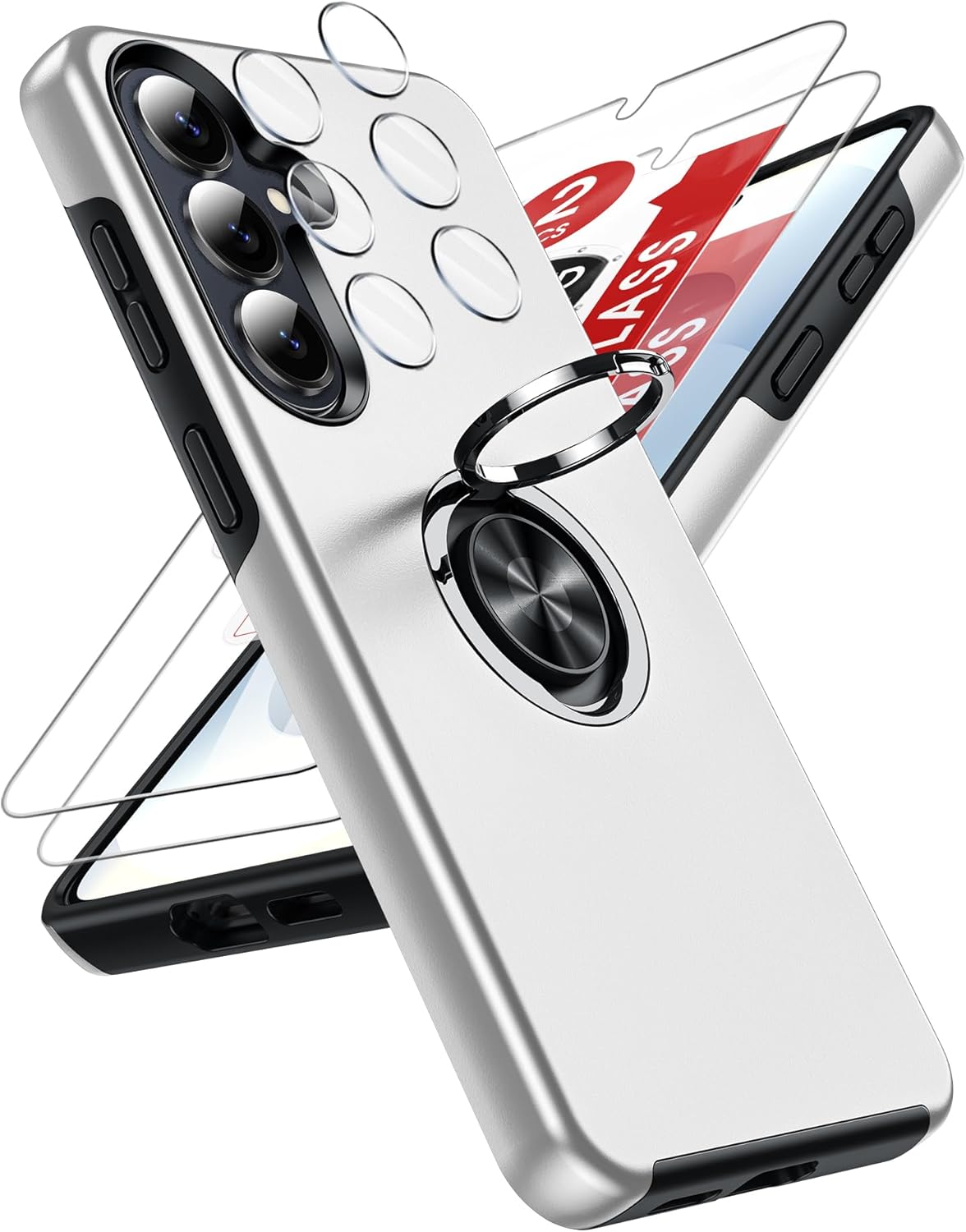 Thumbnail 6 de LeYi for Samsung Galaxy S26 phone case with 2 tempered glass screen protectors, camera lens protectors & ring stand holder (Purple)