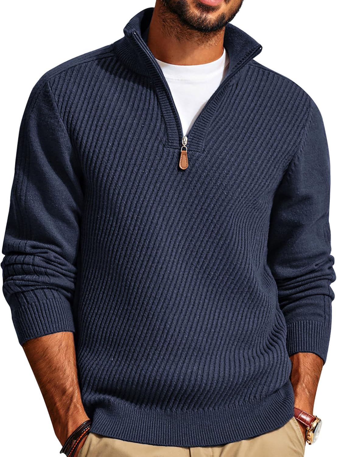 Detalle 2 de PJ PAUL JONES Rollkragenpullover 1/4 Zip Langarm Hoodie