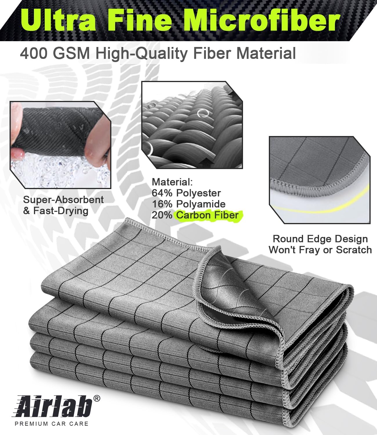 Detalle 2 de Airlab Carbon Microfiber Towels 4-Pack
