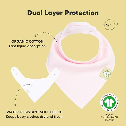 Detalle 2 de KeaBabies 8-Pack Organic Baby Bandana Bibs for Girls