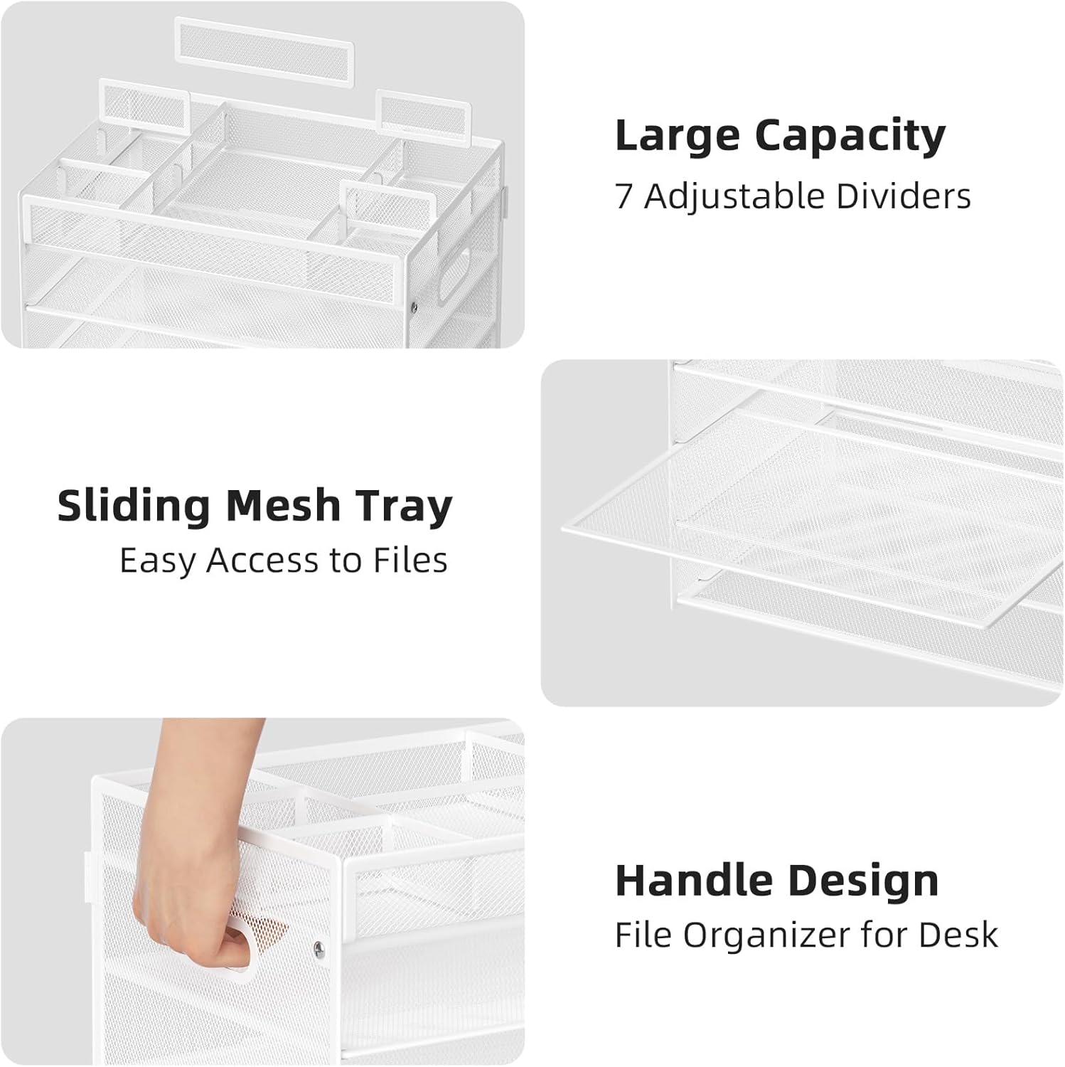 Thumbnail 3 de Marbrasse 5-stufiger Schreibtisch-Organizer aus Mesh – Weiß