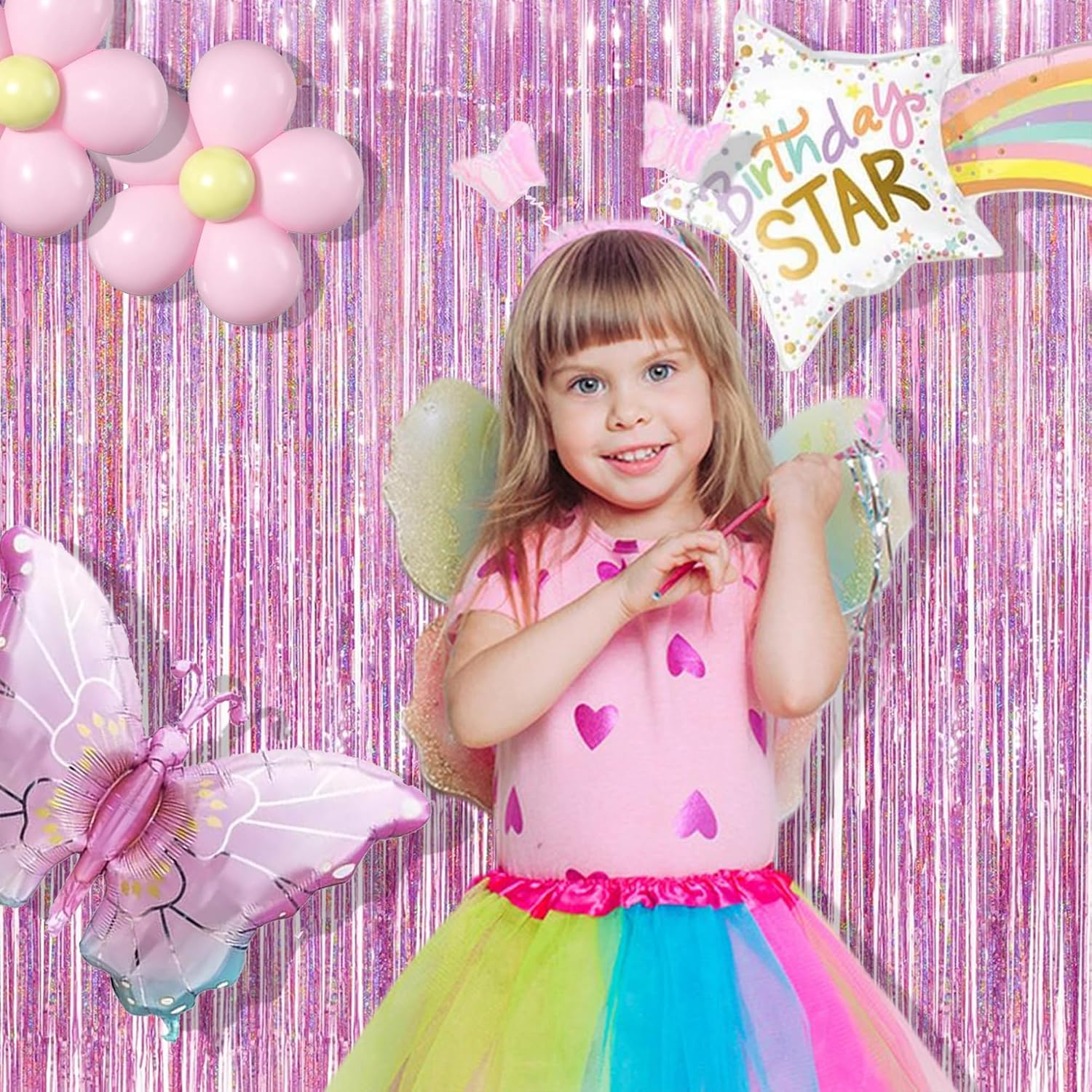 Thumbnail 2 de BRAVESHINE Pink Foil Fringe Curtain Backdrop – 2 Pack, 1x2.5m