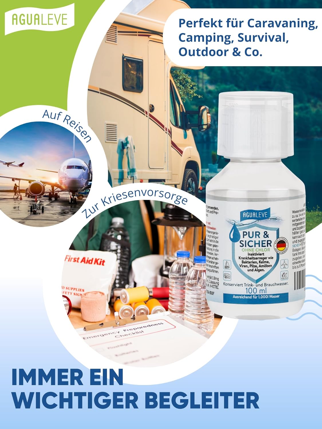 Thumbnail 3 de AGUALEVE PUR & SICHER ohne Chlor Wasseraufbereiter – Trinkwasseraufbereitung für Notfall, Camping und Reisen