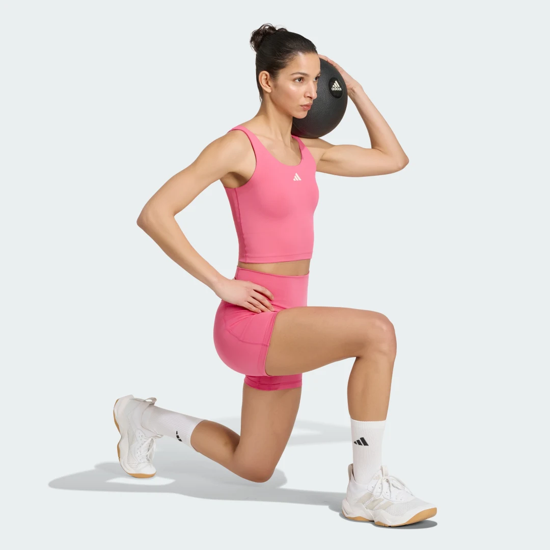 Detalle 2 de Adidas Mallas muy cortas 3 Stripes Studio All Me – color Rosa
