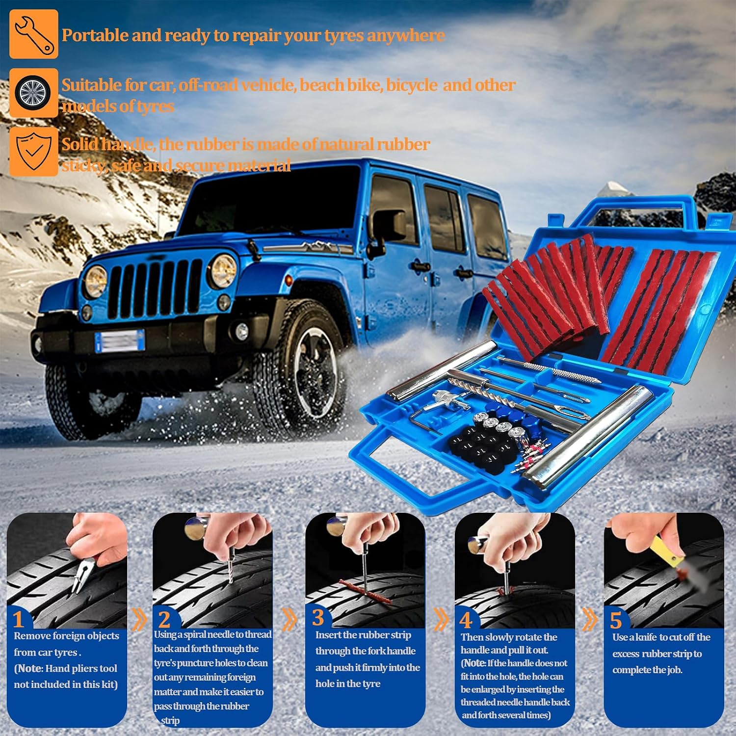 Detalle de 52pcs tyre Repair kit for car 25 plugs