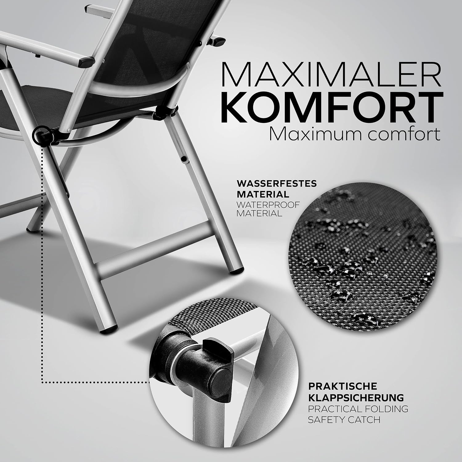 Detalle de tillvex TVGTS tuinstoelen, set van 4, inklapbaar met 8 standen