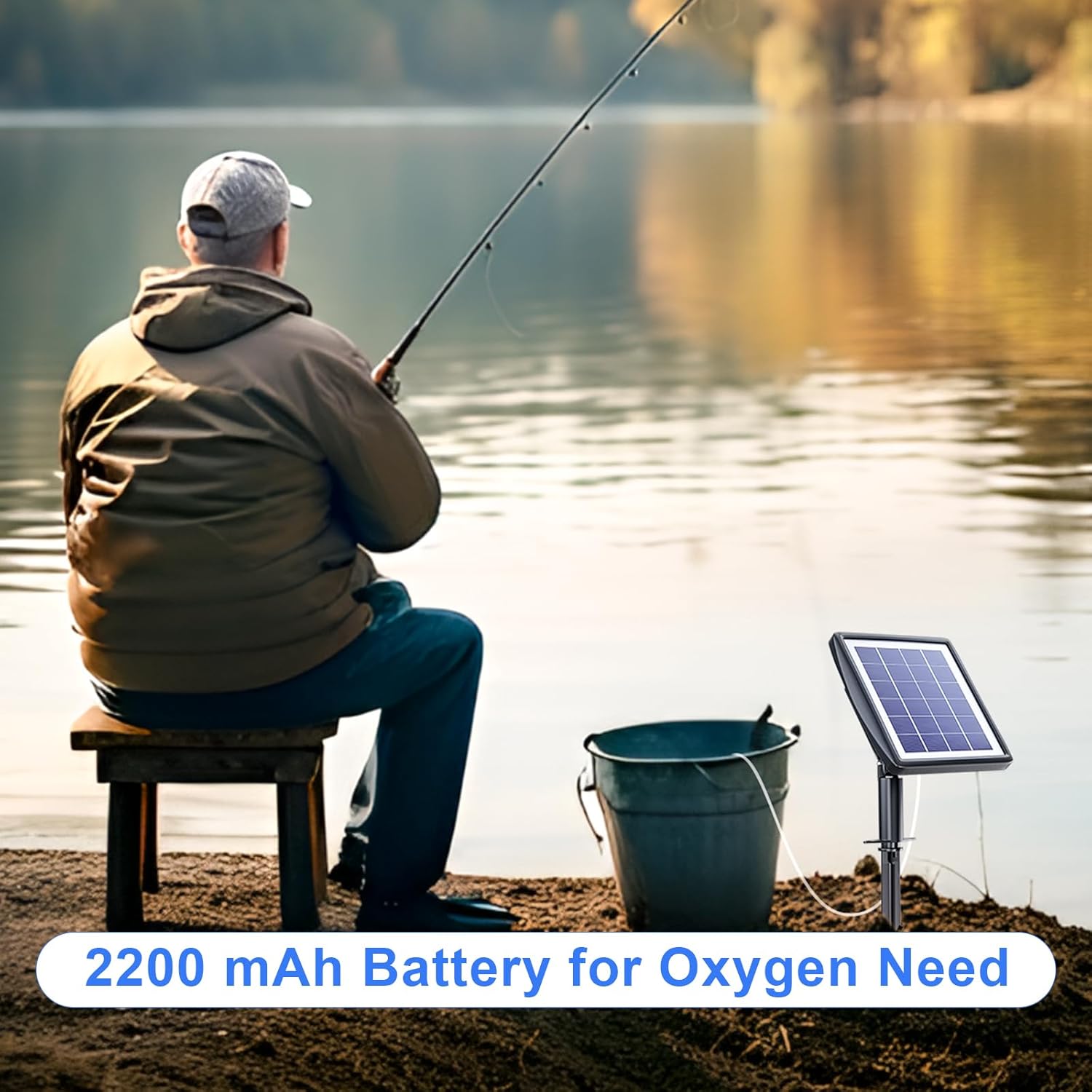 Thumbnail 2 de PChero Solar Oxygenator Air Pump for Pond (2200mAh) with Solar Panel & Bubble Stones