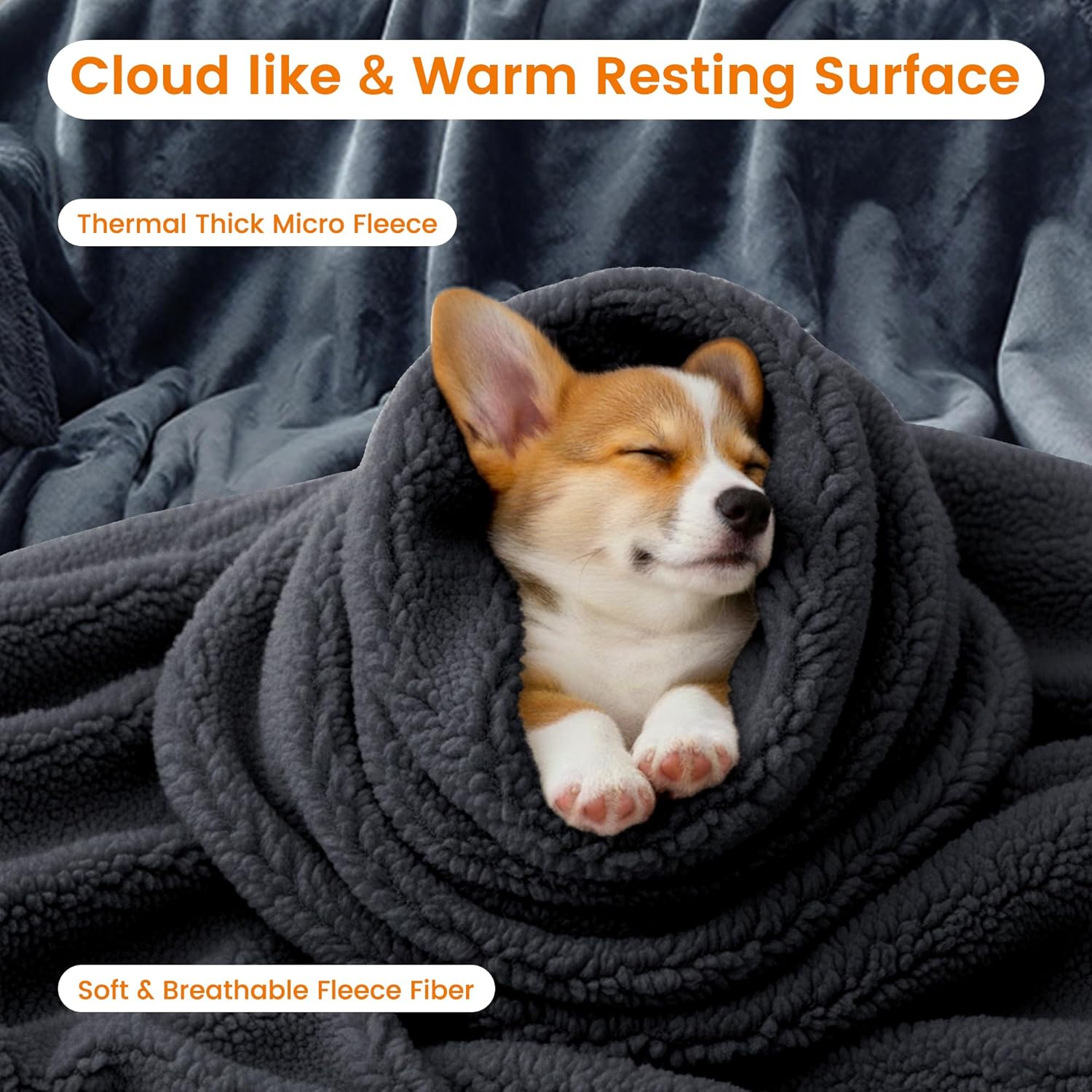 Thumbnail 3 de fireowl Dog Blanket Waterproof Washable – Ultra Soft Quick Dry Pet Throw, Extra Large 145x216cm (Grey)