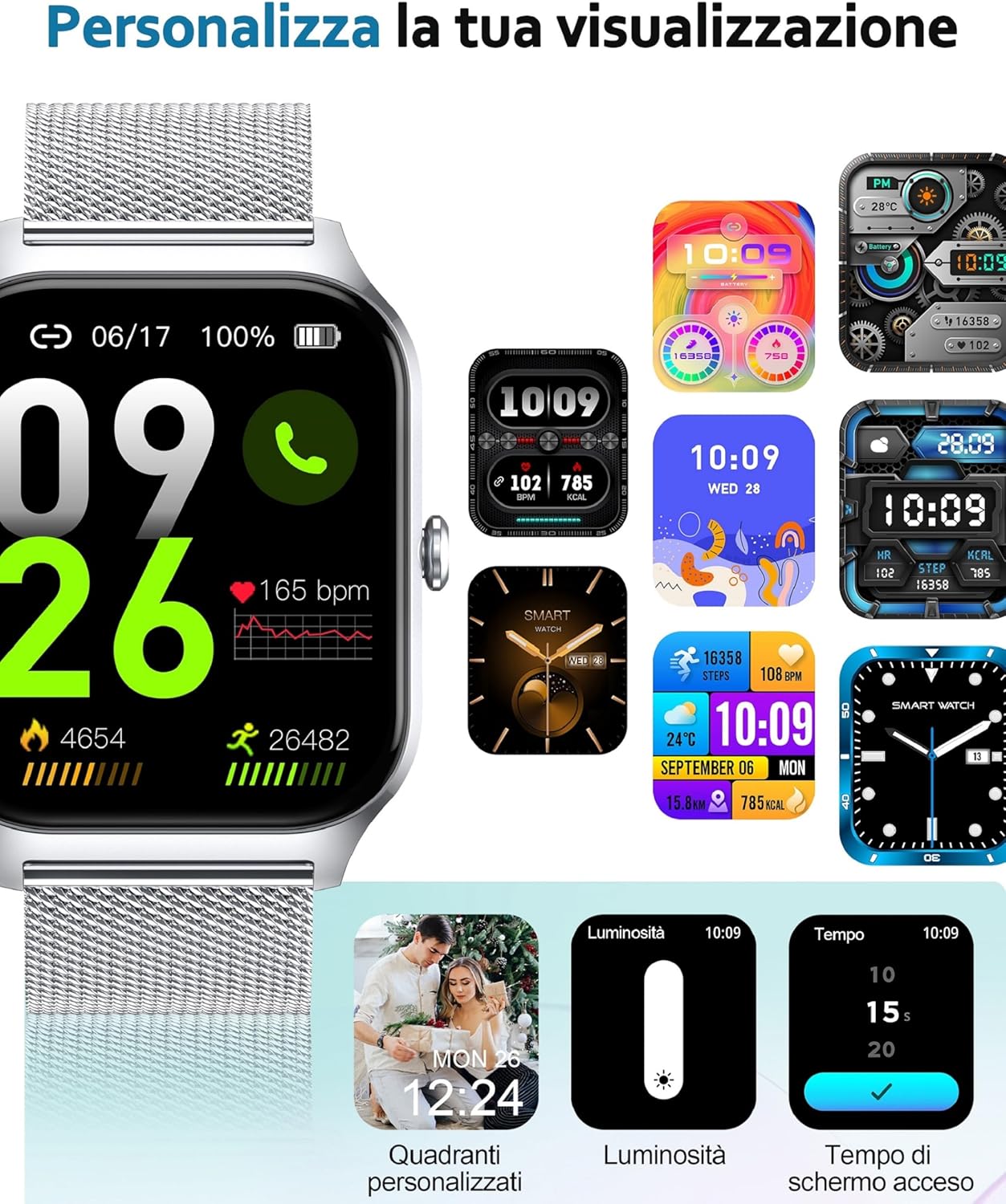 Thumbnail 5 de Popglory Smartwatch Uomo Donna 1.85": chiamate, assistente AI e 100+ modalità sportive con due cinturini in regalo