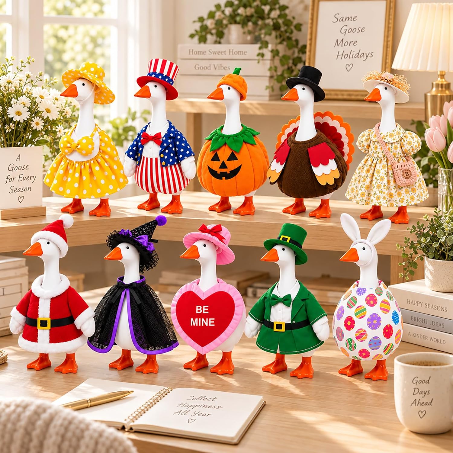 Detalle de SECVOY Desk Goose Outfits 10-Piece Seasonal Set for 7-Inch Desk Geese