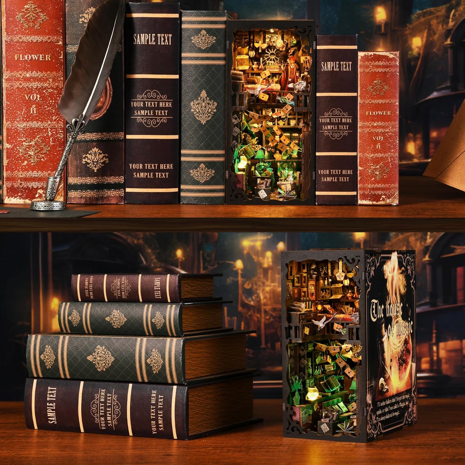 Thumbnail 5 de ETKVR Book Nook Kit – DIY Book Nook Modell für Erwachsene, magisches 3D Holz-Puzzle Buchstützen‑Insert