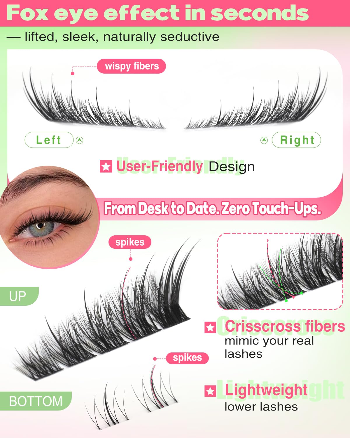 Detalle de Focipeysa Wispy Lash Clusters 10-18mm 💄