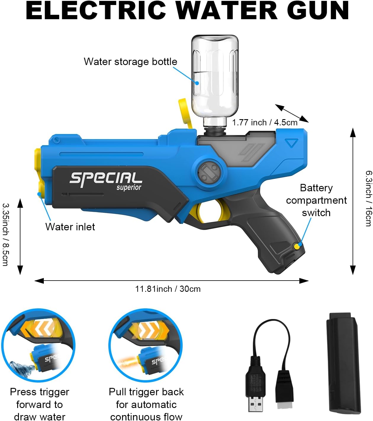 Detalle de Electric Water Gun for Kids: 2026 ACELIFE Auto Water Blaster with LED Muzzle