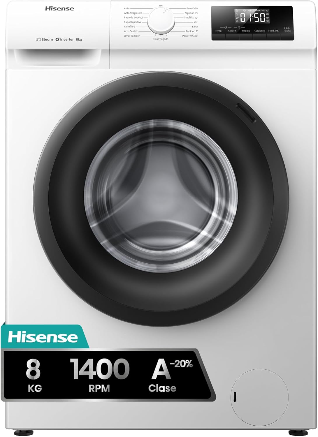 Detalle de Hisense WF1Q8041BW2 Lavadora A 8 kg