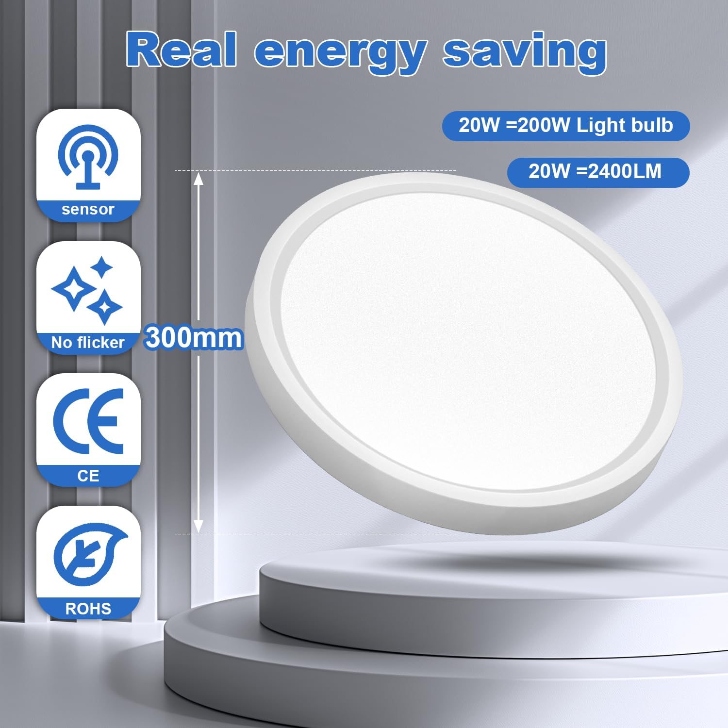 Thumbnail 2 de Aulaiyi LED-Deckenleuchte mit Bewegungsmelder (Radar), 30 cm, 4000K neutralweiß