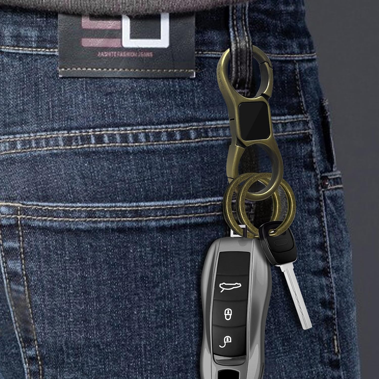 Detalle de Idakekiy Key Chain Quick Release Spring with 4 Key Rings (Heavy-Duty Organizer)