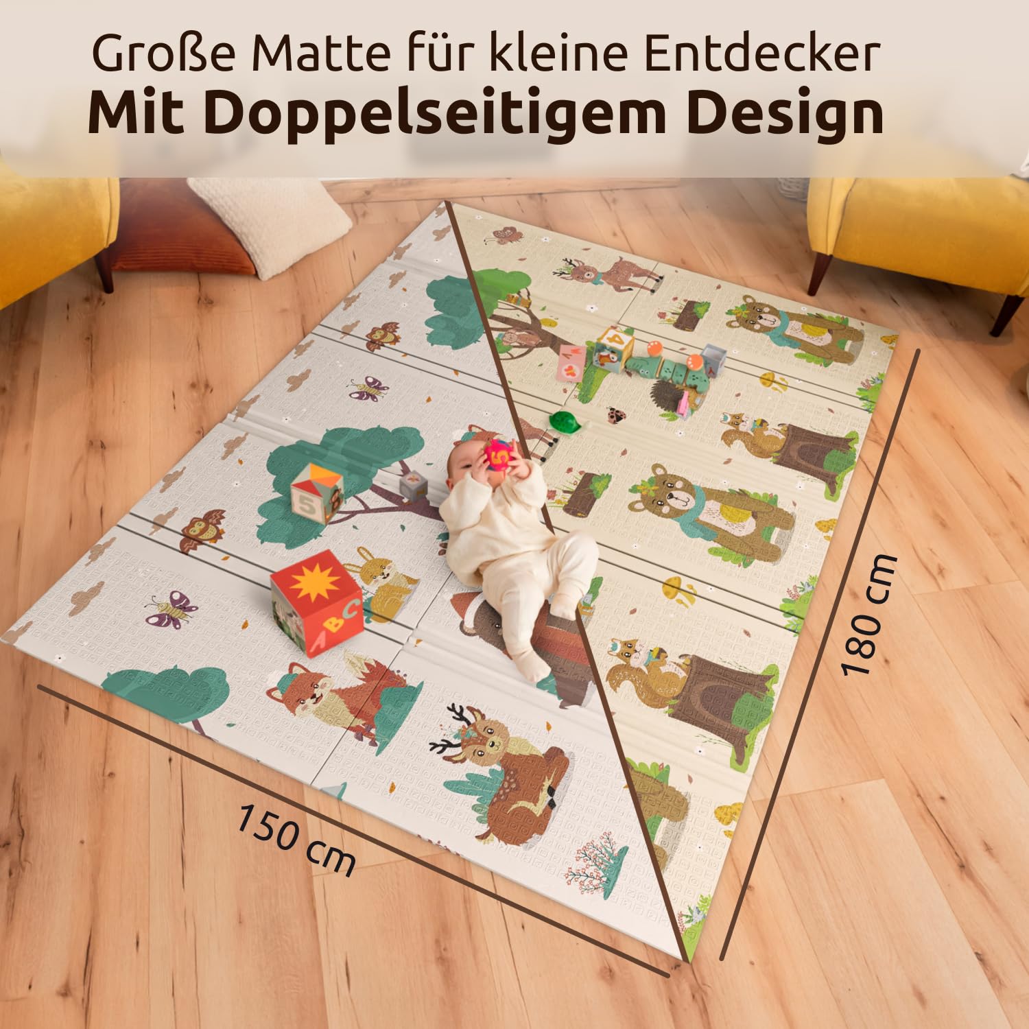 Detalle de Mallie Spielmatte Baby faltbar 180x150 cm