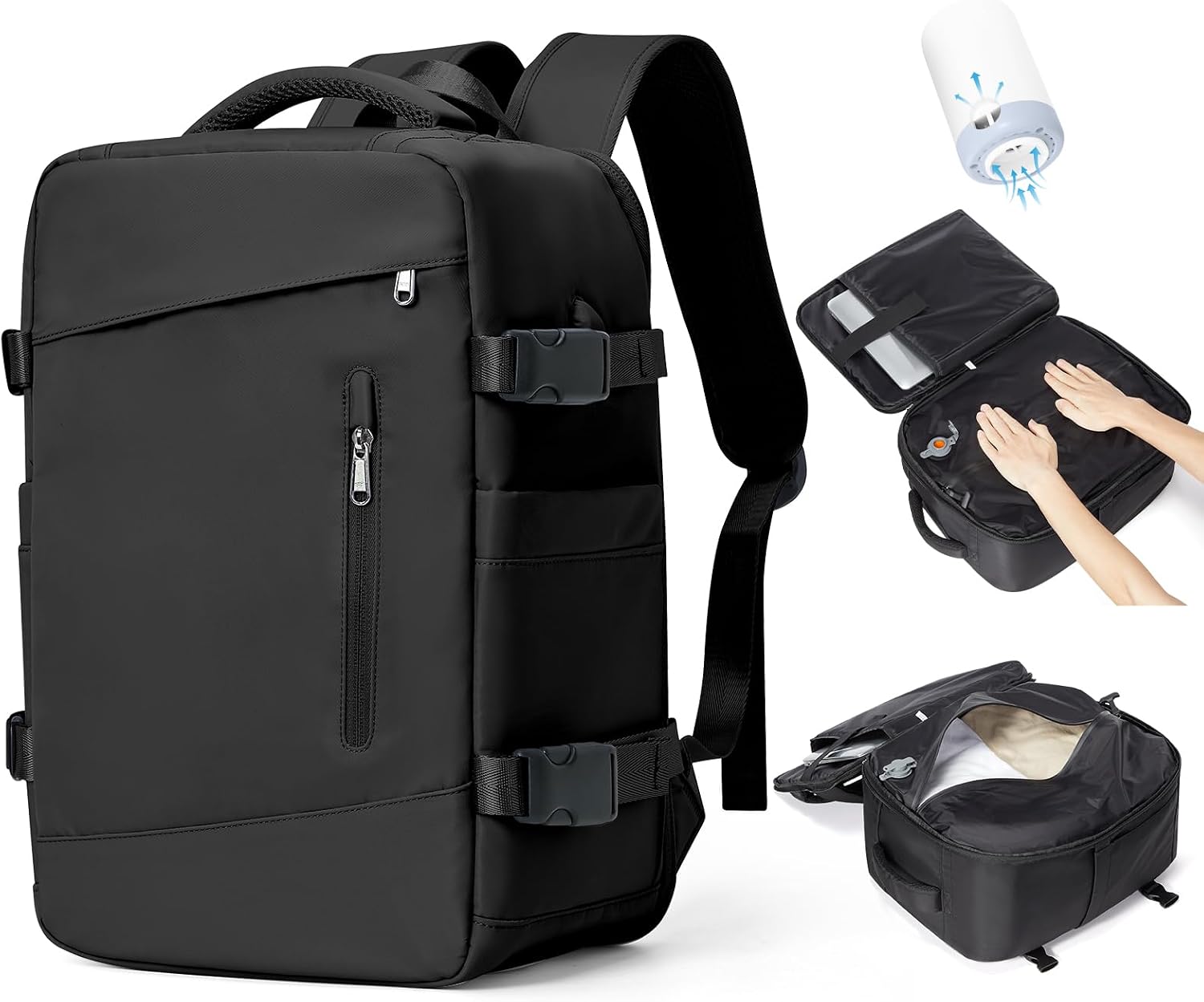 Detalle de BJLFS Zaino Ryanair 40x30x20 sottovuoto con pompa, comparto laptop e tasca impermeabile