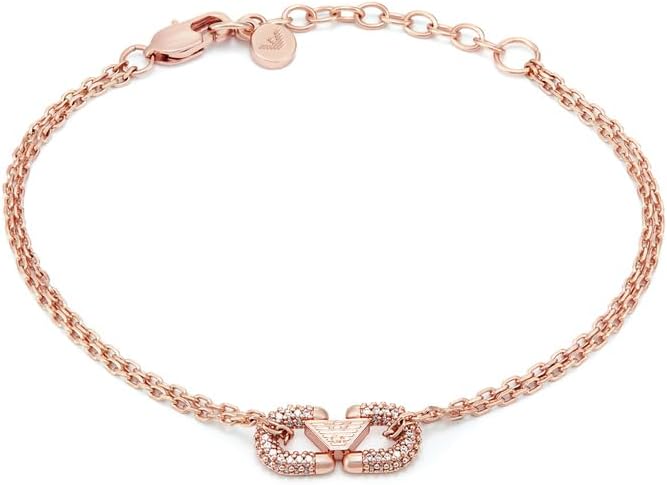 Detalle de Emporio Armani Bracciale da donna in acciaio inossidabile o ottone, tonalità oro, chiusura moschettone