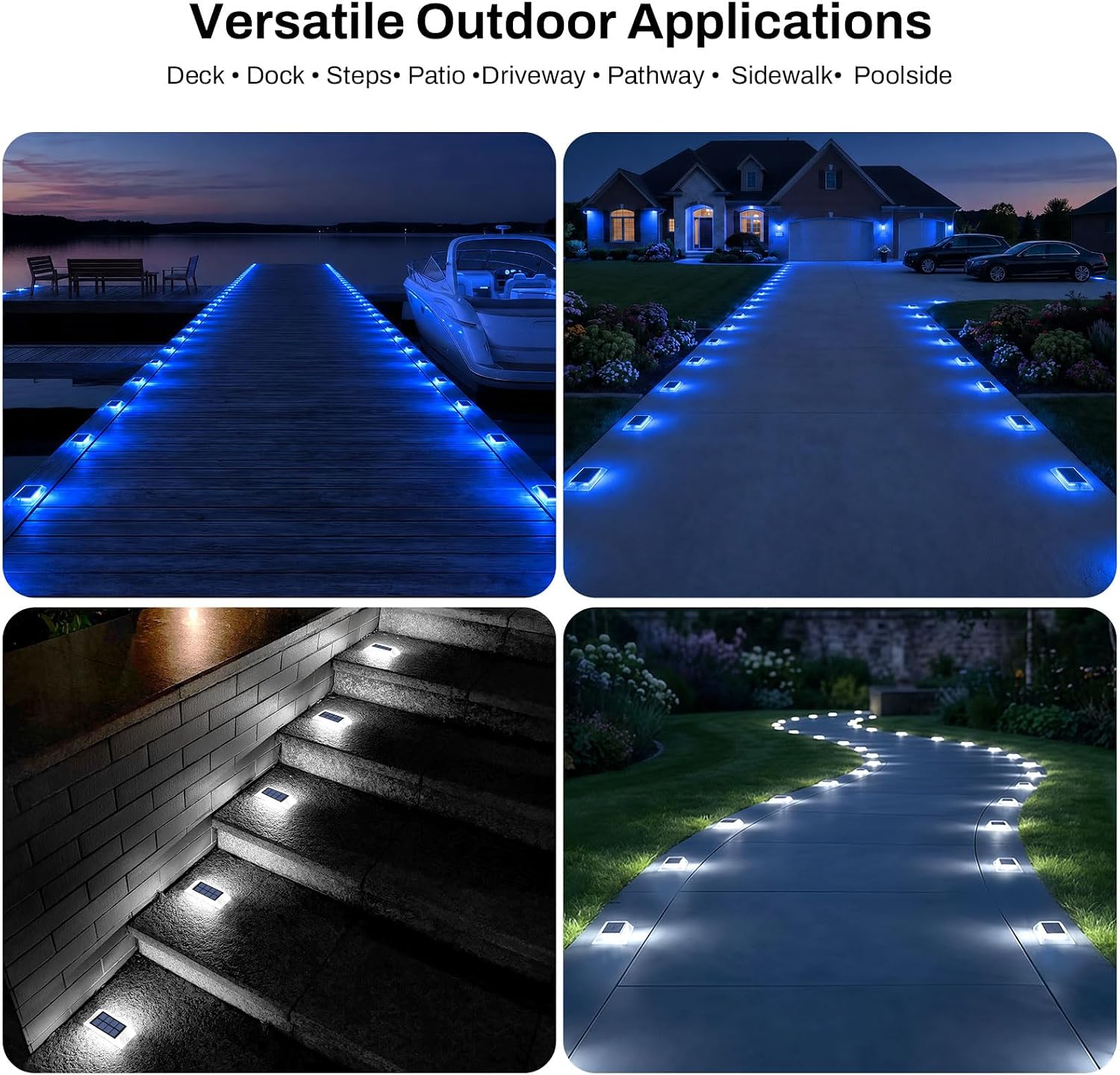 Thumbnail 6 de Lacasa Luci Solari Esterno Giardino 4 Pezzi – Segnapasso Solare 2 in 1 Blu/Bianco Freddo, IP66, Calpestabili