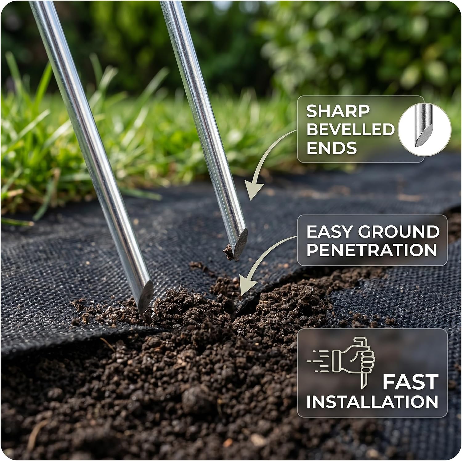 Detalle de Roe Tenpo Weed Membrane Pegs, 15 cm: Heavy-Duty U-Shaped Garden Stakes for Membranes and Landscaping