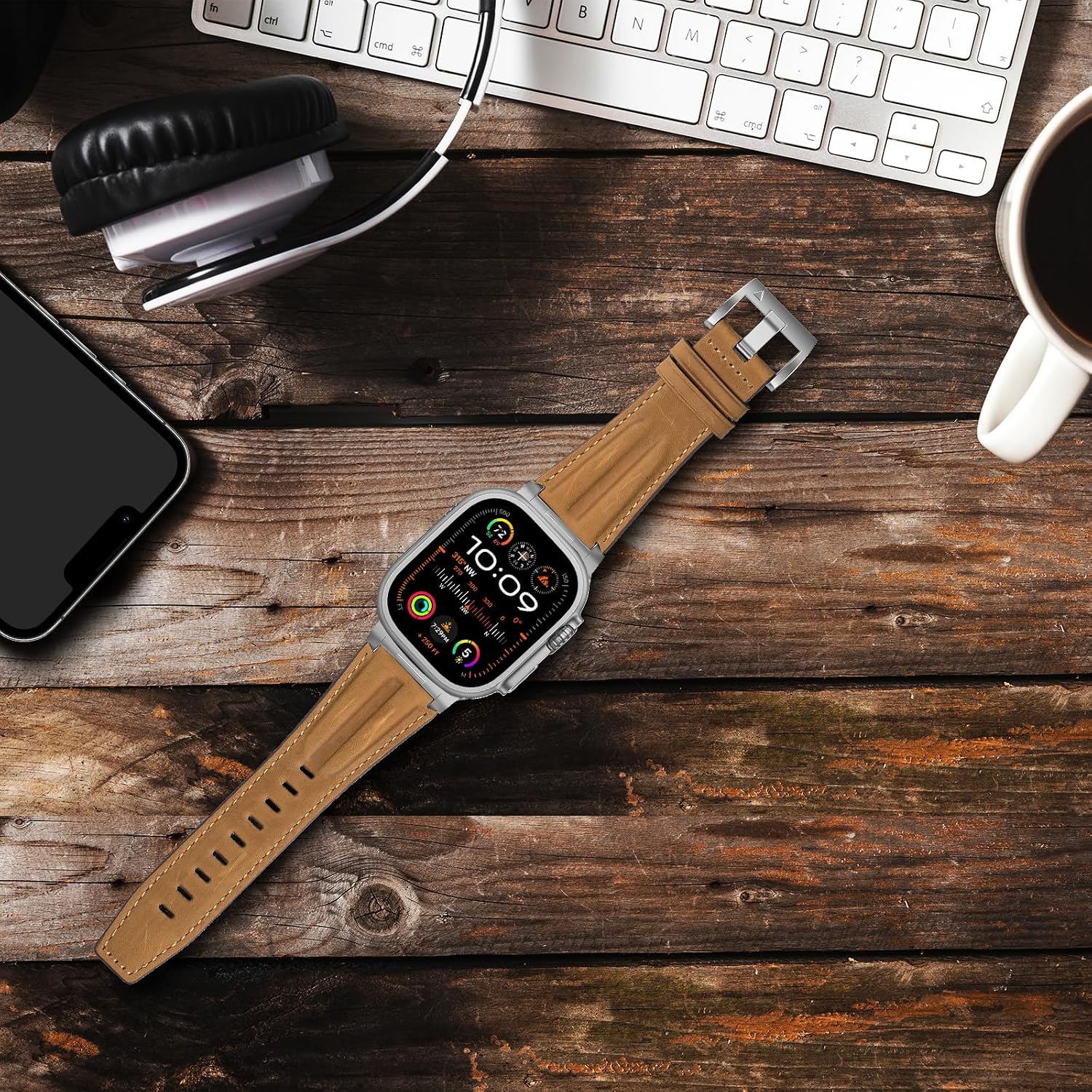 Thumbnail 6 de Bouixel leather Apple Watch strap 49mm