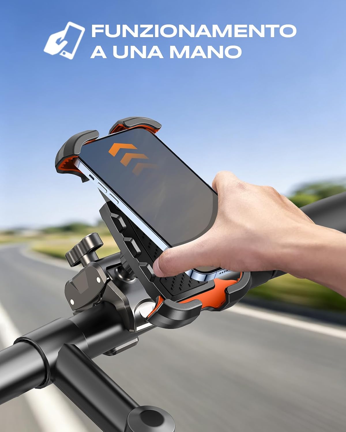 Detalle 2 de CIRYCASE Porta Cellulare Moto e Bici con Morsetto Gravosi: robusto supporto universale per manubrio 4.7–6.8