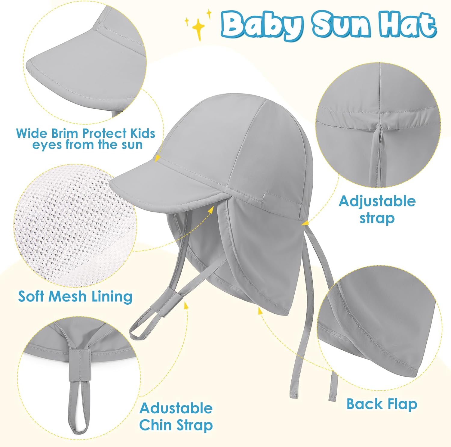 Thumbnail 1 de Xnova Baby Sonnenhut mit Nackenklappe und Bindebändern UPF 50+ – Sommerschutz für Kinder