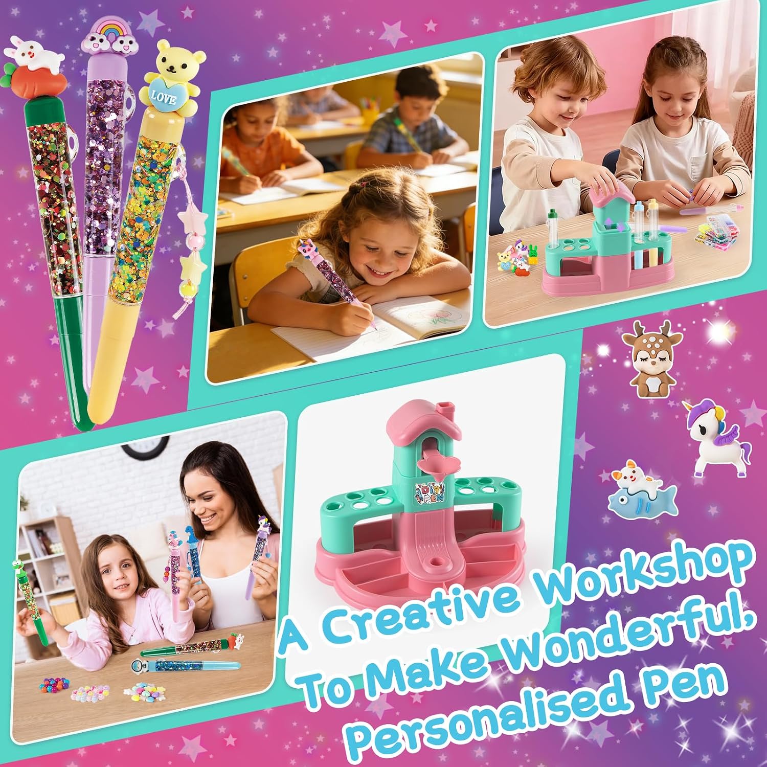 Detalle de Highttoy Pen Making Kit for Kids Aged 6-12 — Creative DIY Pen Lab with 78+ Accessories