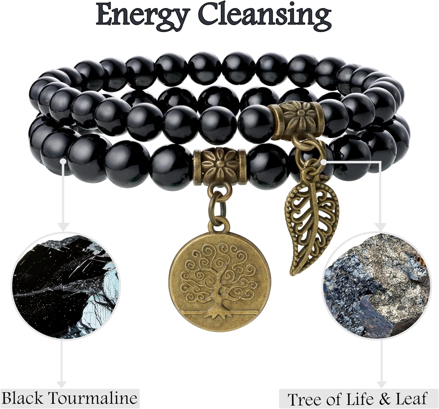 Detalle de Farfume Chakra-Armbänder für Damen – Set aus doppelten Kristall-Armbändern mit natürlichen Edelsteinen