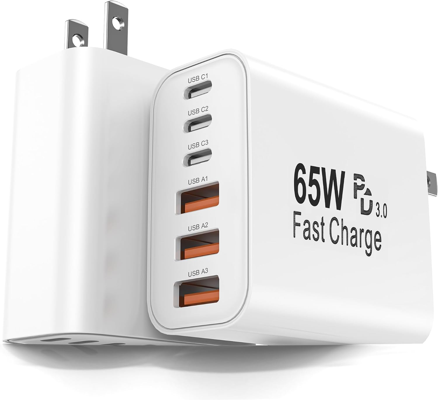 Detalle de 2-Pack 65W 6-Port USB-C Charger Block: Fast, Flexible Charging for Your Tech Stack