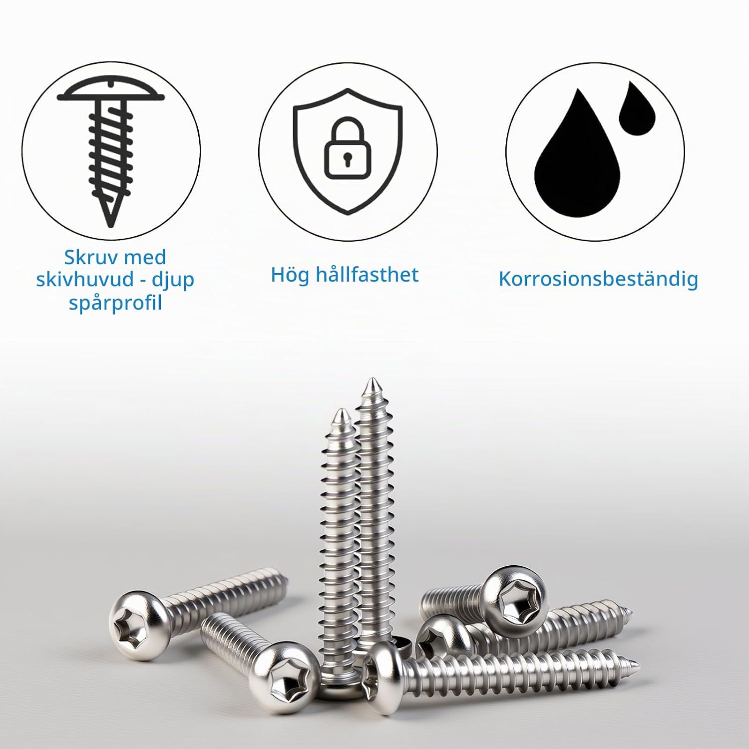 Detalle 2 de msymsyu MSY-018-11 självgängande skruv M4 x 18 mm, rostfritt stål 304, Torx