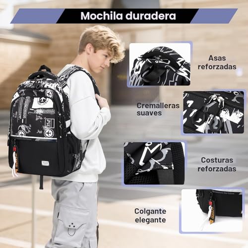 Thumbnail 1 de Amythe Mochila Escolar Adolescente 32 L con Correa para Carro – Negro
