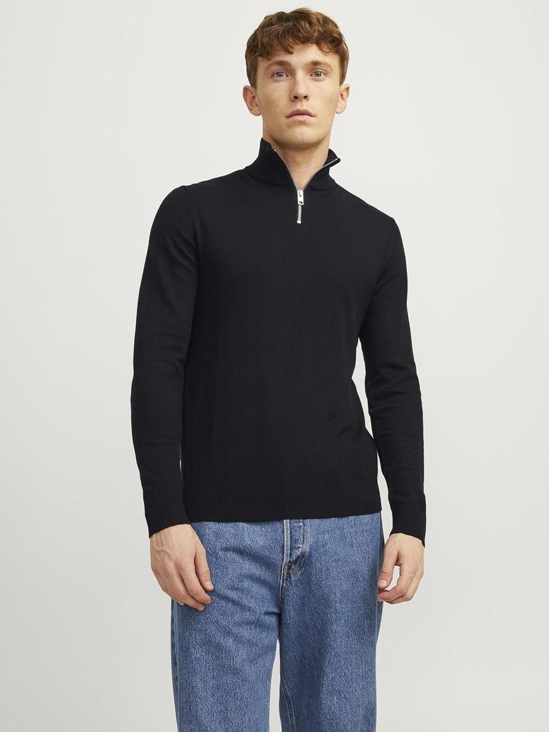 Detalle 2 de Jack & Jones Homme : gilet en tricot à quart zippé, coupe droite