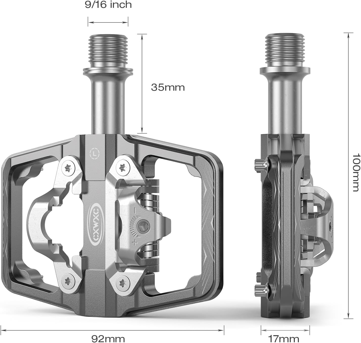 Thumbnail 4 de Pedali 2-in-1 per mountain bike Shimano SPD: doppia faccia flat e clipless con sgancio rapido (asse 9/16")