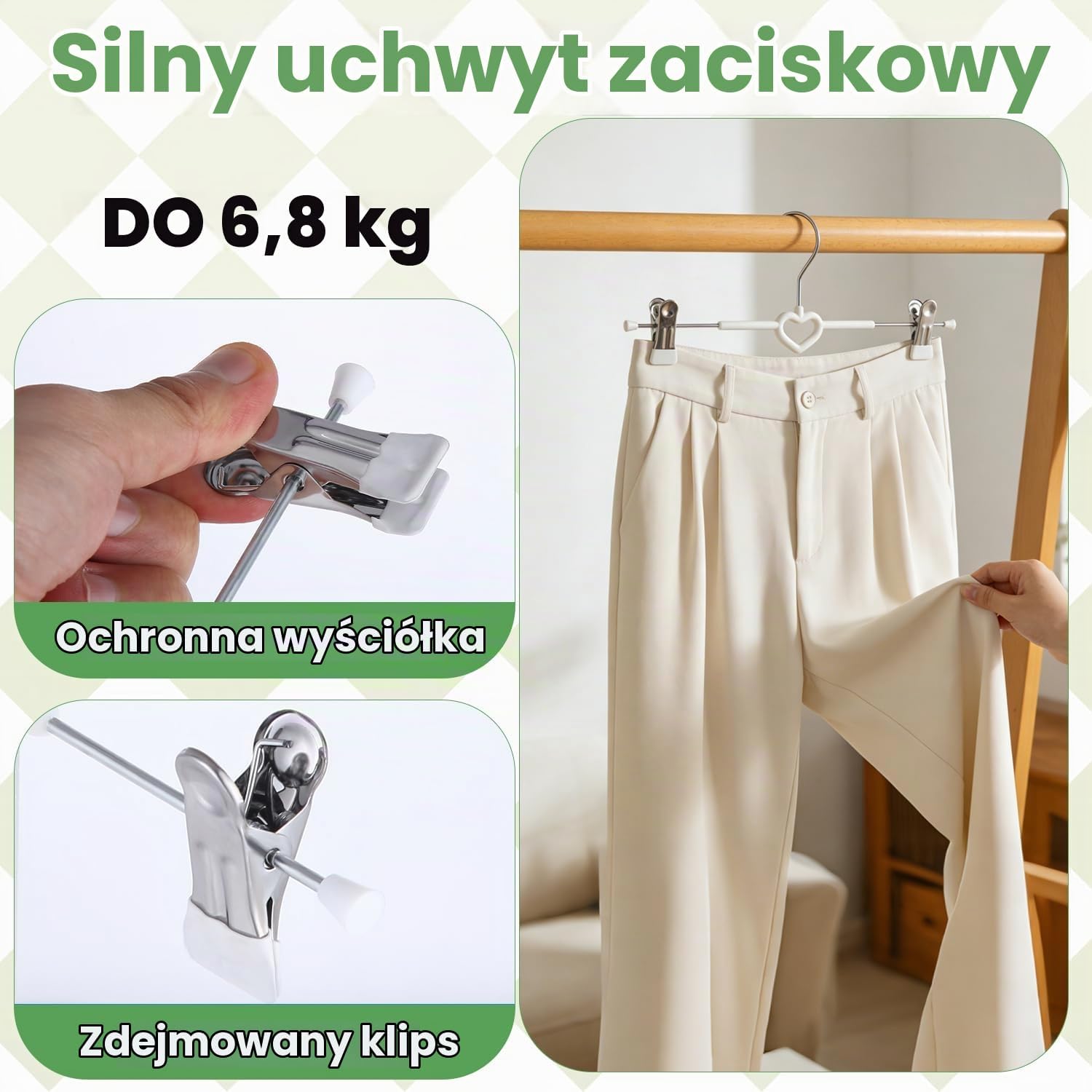 Detalle 1 de Yoxovo metalowe wieszaki na spodnie 30 cm, 10 szt., regulowane klipsy