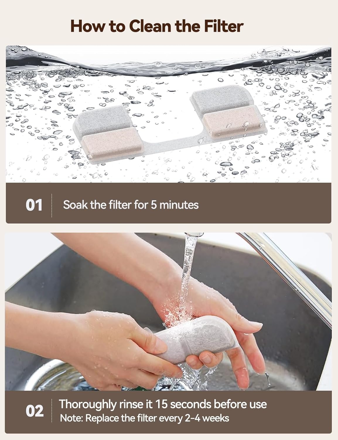 Thumbnail 4 de Lot FEELNEEDY FN-W17 : 6 filtres de rechange + 6 éponges pour fontaine à eau pour chat (3,2 l)