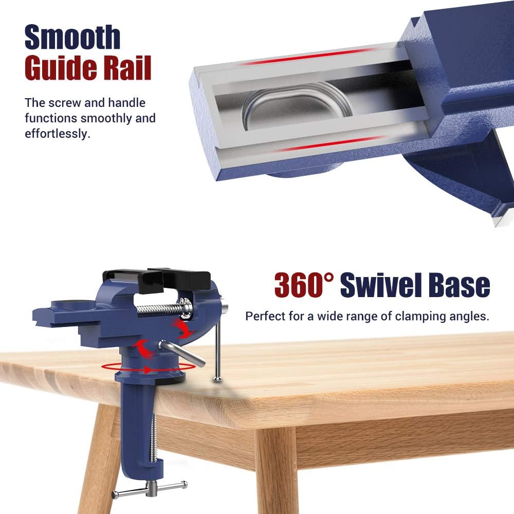 Detalle 1 de Nuovoware 3-Inch Table Vise with 360° Swivel Base, Cast Iron