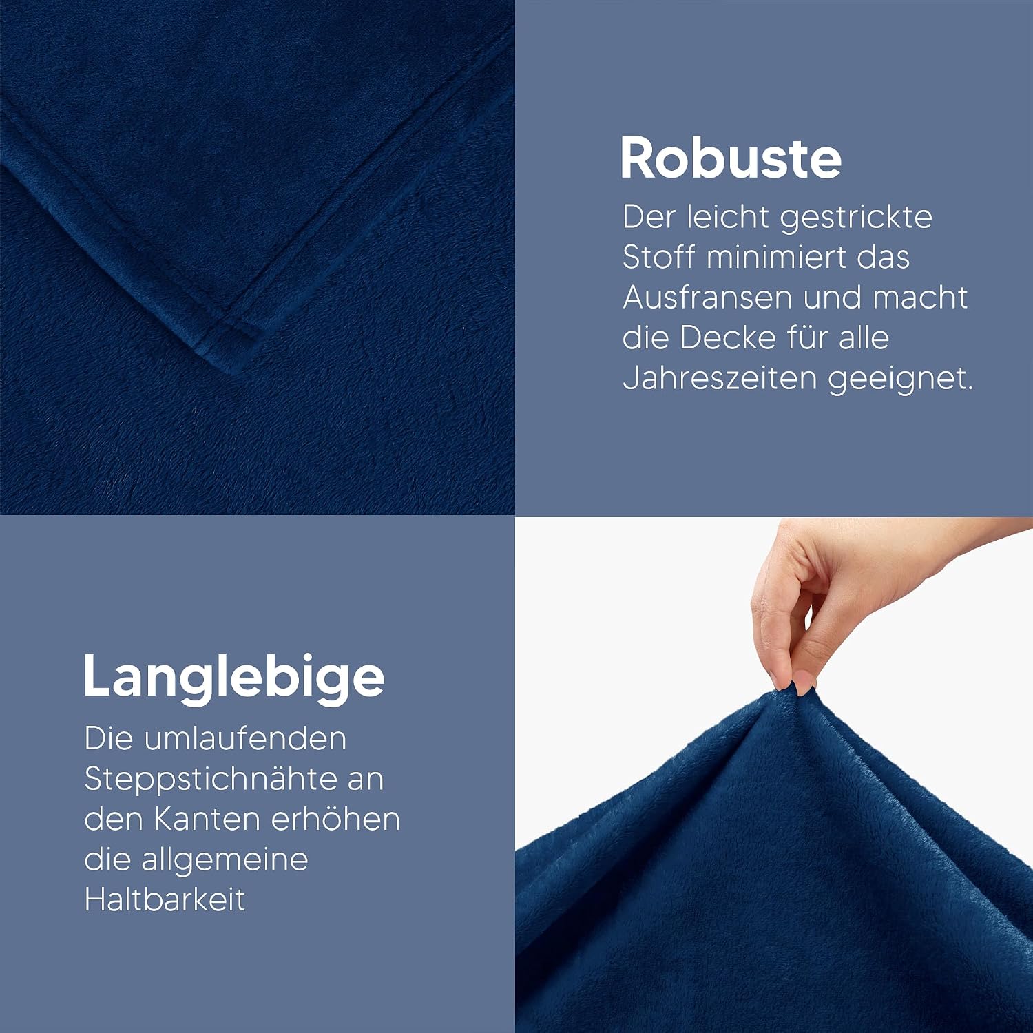 Thumbnail 4 de Utopia Bedding Kuscheldecke flauschig 200x150 Marine