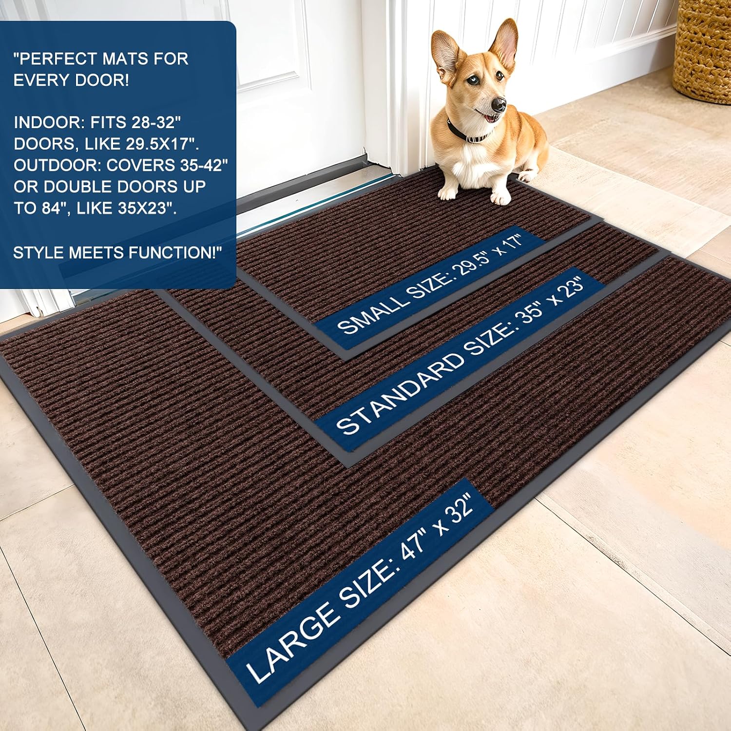 Detalle 2 de OLANLY Front Door Mat, 71" x 23", Low-Profile Polyester Entryway Mat