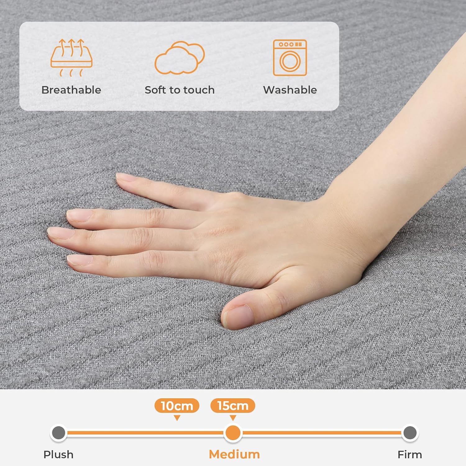 Detalle de Vesgantti Folding Mattress Double 135x190cm with 15cm Tri-Fold Gel Memory Foam