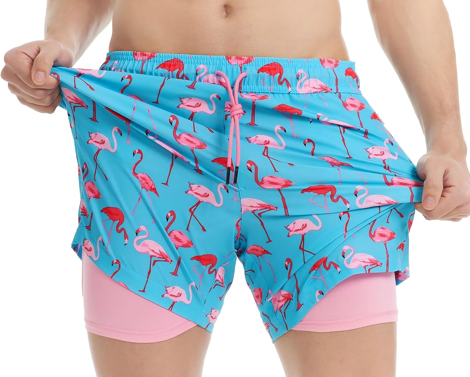 Detalle de maamgic Men's Swim Trunks with Compression Liner, Stretch, 5.5-Inch Quick-Dry