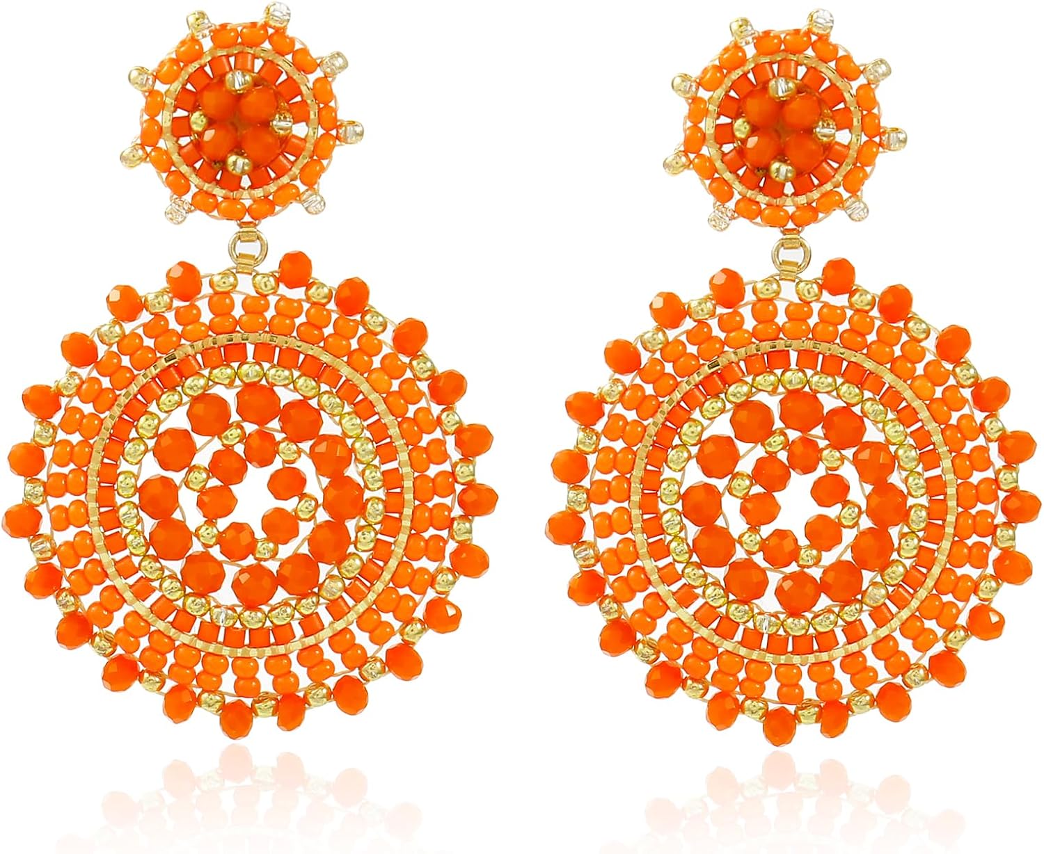 Detalle de Damen-Perlenohrringe mit Rocailles – Boho-Statement, handgefertigt