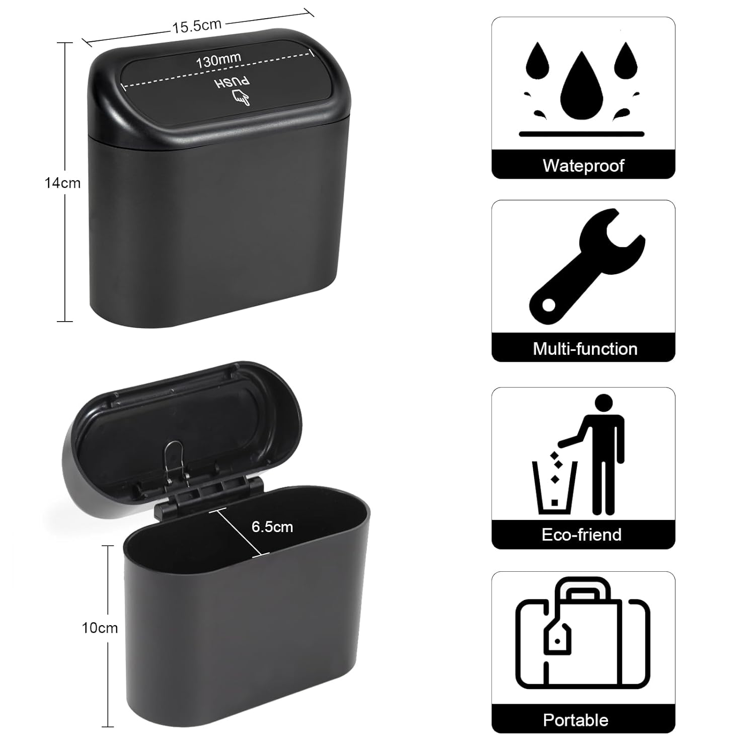 Thumbnail 1 de EnthuLove mini car trash bin 2-pack with 150 bags